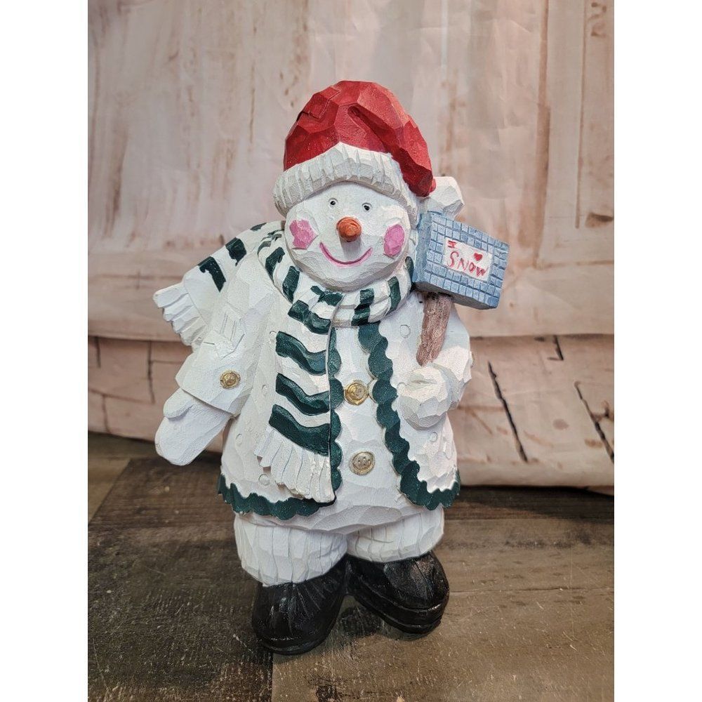 I‎ heart snow snowman Xmas figure decor santa hat
